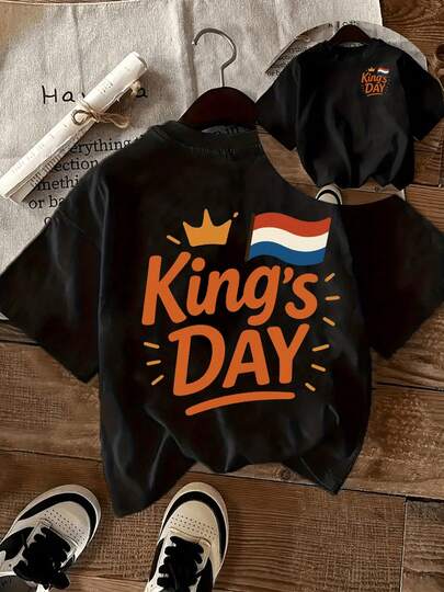 King's Day Orange Blouse, Top, Pink Top, King's Day Men's Summer Clothing, Orange Clothing, Men's Long-Sleeved Shirt, Men's Football Jersey, Orange Top, Long-Sleeved, Plus Size, Men's Shirt, Kingsday, Jersey, And Ninetta. Women's "King's Day" Shirt In Black With A Gold Crown And Dutch Flag – Casual Crew Neck, Short Sleeves, For Spring And Summer, Casual Shirt. | Playful Print Top | Comfortable Fit, Kings Day Kurdish Shirt