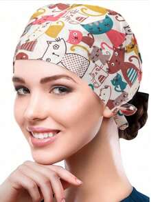 1pc Printed Drawstring Surgical Cap, Suitable For Doctors, Nurses, Medical Staff, Home Use,Summer,Beach,Hat,Holiday,Travel - Multicolor - View 20