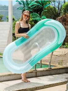 2pcs/1pc Inflatable Floating Bed With Mesh Fabric And Headrest, Water Lounge Float, Foldable And Portable, Suitable For Multiple Scenarios Such As Swimming Pools, Beaches, Parties, Etc., Is A Must-Have For Summer Water Play, Vacation And Leisure. - Multicolor - View 7