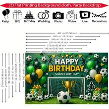 2D Piatto 1 pezzo Sfondo in Poliestere per Compleanno di Calcio per Ragazzi, Palloncino Trofeo Porta da Calcio, Sfondo Fotografico con Silhouette Sportiva, Uso Interno/Esterno, Perfetto per Festa di Compleanno a Tema Calcio per Ragazzi, Celebrazione di Compleanno per Appassionati di Sport, Decorazione Tavolo dei Dolci, Fotografia di Compleanno, Disponibile in Più Dimensioni - A - Visualizzare 14