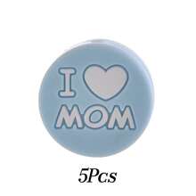 5 pièces Perles rondes en silicone "J'AIME MAMAN", accessoires de bijouterie pour la Fête des Mères, convient pour les bracelets DIY, les colliers, les charms de téléphone, la décoration de sacs, des cadeaux artisanaux créatifs pour la mère et la famille - Multicolore - Voir 15