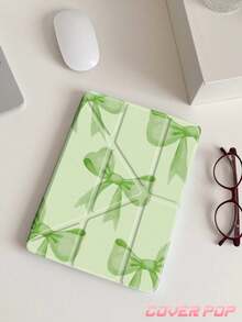 绿色领结图案平板电脑保护套，兼容 iPad Air 11 英寸 M3 2025 / M2 2024、Air 第五代 2022、(A16) 11 英寸第十一代 2025，兼容三星 Galaxy Tab、Kindle Paperwhite 第十二代 2024，透明背壳，时尚图案保护套，支持自动睡眠/唤醒功能，气囊保护，适合送礼和办公使用。 - 彩色 - 查看 2