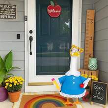 Porch Goose Outfit, Back To School Dress With Headband Glasses Goose Statue Clothes Garden Decoration - Blue - View 1