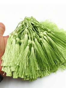 20/50/100pcs 5 Inch/13cm Silk Tassel Bookmarks With 2 Inch Cord Loop And Small Chinese Knot, Suitable For Jewelry Making, Souvenirs, Bookmarks, DIY Crafts - 13cm Fruit Green - View 6