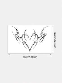 1 Tattoo Sticker Dark Thorn Heart Tattoo Sticker Sweet Cool Style Thorn Heart Temporary Tattoo Sticker, Washable, PVC, Disposable, Waterproof And Sweatproof, Non-Reflective On Arm And Back, Realistic Tattoo, Suitable For People, Daily Use, Lasts 3-5 Days - Black - View 2