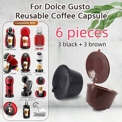 6个可重复使用的咖啡胶囊过滤器，兼容Gusto咖啡机，可装入咖啡粉。