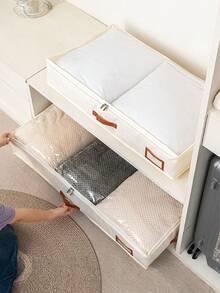 1 pieza Caja de almacenamiento visible debajo de la cama, de gran capacidad para el hogar, adecuada para ropa de temporada, mantas, caja de almacenamiento a prueba de humedad, caja de almacenamiento debajo de la cama plegable y plana - Multicolor - Ver 7