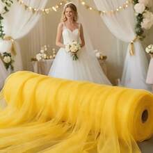 1pc 30m Long Yellow Wedding Backdrop Curtain. Soft Mesh Fabric Suitable For DIY Decoration In Various Scenarios - Perfect For Chair Sashes, Wedding Car Ribbons, Christmas Tree Decorations, Arch Decor, Stage Setting, Living Room Decor, Ceiling Decor, Table Runners, Home Room Decor - View 9