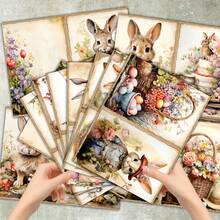 36 tờ giấy nền hình thỏ Phục Sinh khổ A5, thích hợp cho sổ lưu niệm, tranh ghép, thiệp chúc mừng, album ảnh và các sản phẩm thủ công. - Hình chữ nhật - Xem 6