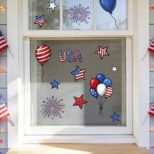 1pc Independence Day Static Cling Window Sticker. Patriotic Balloon Design DIY Decal. Made Of Removable Waterproof PVC Material. Suitable For Cafe, Shop Glass Doors And Home Decor. - Multicolor - View 6
