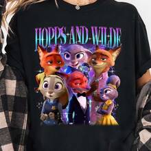 Casual Minimalis Graphic Round Neck Short Sleeve Fitted Women T-Shirt   Judy Hopps And Nick Wilde T-Shirt,  2 2025, Valentine Shirt For Couple, Valentine's Day Gift Daily Commuting Women's Work Clothes, Women's Tops, Men's T-Shirts, Men's Tops, Teenagers' Tops, Teenagers' T-Shirts - Black - View 2