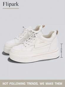 Flipark Giày thể thao nữ, giày thể thao đế dày, giày thể thao đế cao, giày thể thao phong cách retro, giày thể thao lưới, giày thể thao thường ngày. - màu trắng nhạt - Xem 2