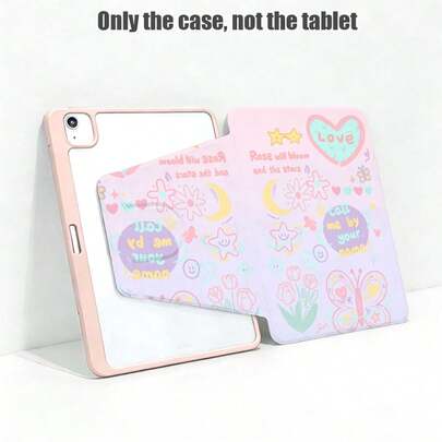 1pc Flip Cover Tablet Case With Pencil Slot, 360° Rotating Stand, Featuring Celestial, Floral And Butterfly Patterns, PU Leather Case With Auto Sleep/Wake Function, Compatible With Huawei Matepad SE 11/Matepad 11/Matepad 11.5S/Matepad 10.4in/Matepad Pro 11in/12.2in, Matepad Air 12in, Honor Pad 8/9/10, Honor GT 11.5inch/X7/X8A/X9/X8Pro/X9Pro/V9/V8 Pro And More