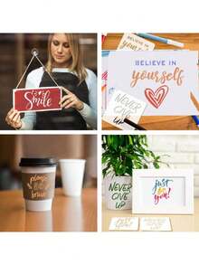 15pcs/Set Random Pattern Inspirational Quote Hollow Template, Lucky English Stencils For Spray Painting, Hand Painting, Printing On Wood, Fabric, Wall, Glass, Reusable Plastic Material - Motivational Words - View 4