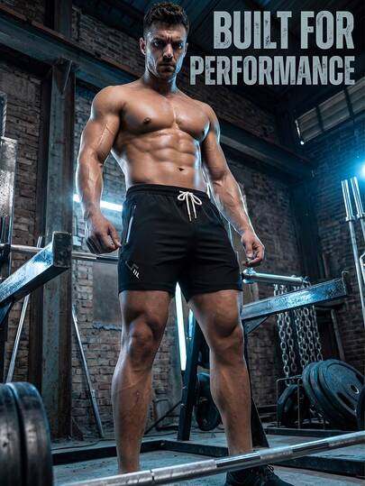 1pc Men's Nylon Drawstring Waist Shorts, Casual Sports Pants, Nylon Spandex 4-Way Stretch Shorts For Running, Workout, Training, Quick Dry