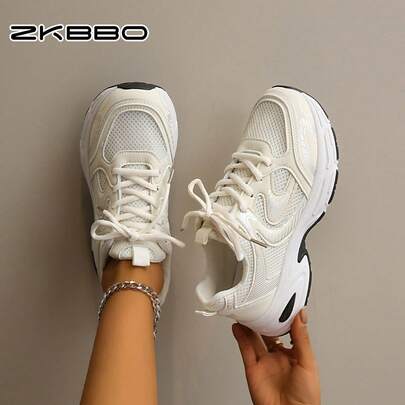 ZKBBO Giày thể thao nữ thường ngày, giày sneaker đế bằng thoải mái, giày tập thể dục ngoài trời, giày đi bộ và chạy bộ.