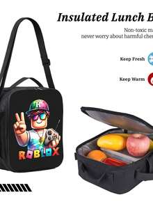 [Back-To-School Essential Set] Large-Capacity Backpack + Pencil Case + Lunch Bag (3-Piece Set) - Multi-Functional Compartments,Water-Resistant & Durable Fabric - Black - View 6