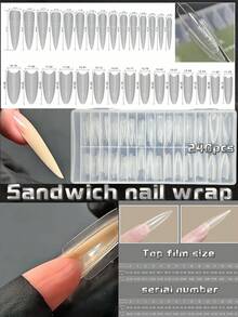 240pcs Sandwich Dual Nail Forms 15 Sizes Nail Molds For Builder Gel Quick Nails Extension, No Paper Forms Needed, Reusable Full Cover Plastic Nail Molds Prevents Gel Stacking & Warping For Salon Nail Art Tools, Beginners & Pros DIY At Home Nail Supplies, Christmas Nail,New Year,Festival Gift (Long Coffin/Long Oval/Long Almond) - Clear - View 4