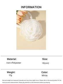 1pc Handmade Fabric Fluffy Pom Pom Flower Brooch, Exaggerated Personalized Elegant Niche Design Lapel Pin, Suitable For Women's Daily, Banquet, Party Wear And Any Occasion, Also Ideal As A Gift - White - View 6