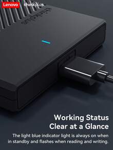 Caja para disco duro Lenovo, transferencia de alta velocidad, almohadilla de esponja gruesa incorporada, suspensión inteligente, Body de ABS+PC resistente y a prueba de explosiones, instalación sin herramientas, compatible con múltiples sistemas - Negro - Ver 5