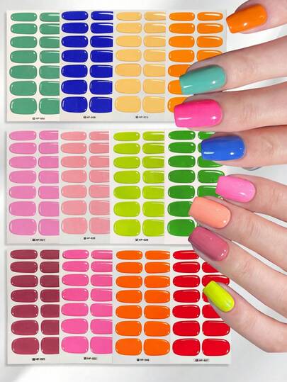Colorful Macaron Color Full Wrap Nail Stickers, Self-Adhesive Waterproof Full Coverage Nail Strips, Suitable For Women's Daily Use, 36 Color Options Nail Art Decorations, Suitable For Gifts And Parties