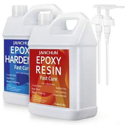 JANCHUN 2 Gallon Premium Clear Epoxy Resin Kit, Casting & Coating Resin For River Table Tops, Art Resin, Jewelry Making, DIY Crafts, Tumblers, Molds, Art Paintings & More, Works With Glitter