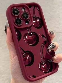 1 pieza de funda para teléfono con estampado de cerezas en 2D, orificio preciso, antideslizante y antiimpactos, acabado mate compatible con iPhone 7/8/7Plus/8Plus/11/11Pro/11ProMax/X/XR/X MAX/XS/12/12Pro/12ProMax/13/13Pro/13ProMax/14/14Pro/14ProMax/14Plus/15/15Pro/15Plus/15ProMax/16/16E/16Plus/16ProMax/16Pro, funda protectora minimalista para los últimos modelos 17/17Pro/17ProMax/Air, teléfonos móviles, bolsas, accesorios para móviles, fundas para teléfonos, decoración de interiores, accesorios, fundas transparentes para teléfonos, verano, correas para teléfonos, fundas para teléfonos de hombre, fundas para teléfonos de mujer, protección para teléfonos - Estilo (1 pieza) - Ver 1