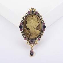 Vintage elegante Schmetterling Schönheit Brosche - Bohemien Stil lila weibliche Portrait Skulptur, geeignet für Hochzeiten, Abschlüsse, Partys und täglichen Gebrauch, Muttertags Geschenk, Alltagszubehör | Elegante Brosche | Strass Dekoration - Violett - Übersicht 3
