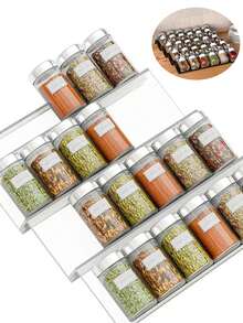 1个/4个/8个透明斜面亚克力调料抽屉收纳架，可扩展厨房台面储物架（不含调料罐） - 彩色 - 查看 8