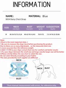 夏季可爱小型犬胸背带和牵引绳套装 - 蓝色格子雏菊图案，柔软轻便，可调节扣环，易于穿戴，透气网布，适合幼犬和小型犬 - 淺藍色 - 查看 11