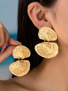 1 Pasang Anting Pantai Boho - Enamel Gradien Dua Lapisan dengan Bintang Laut - Perhiasan Pernyataan Bertema Bahari - kerang - View 13