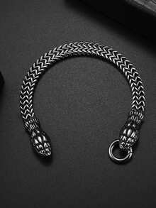 1件复古朋克风不锈钢双蛇头手链 男士个性化吊坠 派对宴会饰品 - 時尚 - 查看 8