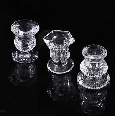 1 chiếc giá đỡ nến bằng thủy tinh pha lê, giá đỡ nến hình quả bí ngô sáng tạo.
