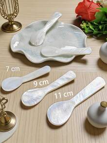 7cm/9cm/11cm Natural Personalized Pearl Shell Spoon, Multi-Functional Spoon Tableware, White Spoon, Face Mask Beauty Spoon, Dessert Ice Cream Spoon, Salt Spoon, Caviar Spoon, Suitable For Scooping, Scraping, Serving And Stirring - View 3