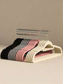 10 pièces/20 pièces, Noir/Blanc/Rose/Gris, Cintres sans couture floqués pour la maison, Porte-vêtements antidérapants, Professionnel pour l'organisation de la penderie, Rangement économe en espace, Anti-déformation durable - Taille unique - Voir 9