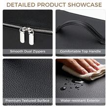 Double Layer Makeup Vanity Case, Large Capacity Cosmetic Bag With Removable Divider & Brush Organizer, Travel Toiletry Bag For Women, Portable PU Leather Organizer With Handle - 黑色 - 查看 10