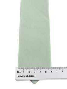 ZLQ&GOU 3pcs Sage Green Necktie, Pocket Square & Boutonniere Set, Polyester Satin Slim Tie, Wedding Party Gift For Men,Festival,Graduation Gift - Light Green - View 2