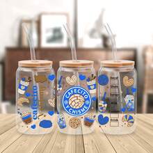 Bộ 4 miếng dán chuyển nhiệt UV DTF cho cốc thủy tinh 16oz (9.4x4.3in) không cần nhiệt, Y Chisme Mexican Concha Pan Dulce, Nhãn dán danh sách đồ uống cà phê đá cho cốc Libbey, Quà tặng DIY kiểu Latina - Latina 01 - Xem 3