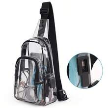 TINYAT Clear Sling Bag With USB Charging Port Stadium Approved Transparent Crossbody Backpack For Concerts And Travel ,City Bag,Y2k - Multicolor - View 2