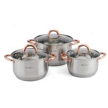 6-Piece Stainless Steel Cookware Set With Glass Lids, Rose Gold Handles, 7-Layer Thick Base, Induction Compatible Cooking Pots For Gas, Electric & Ceramic Hobs - View 3