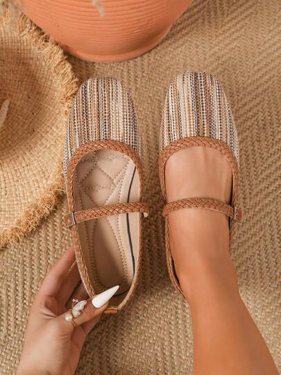 New Women's Fashion Comfortable Casual Mary Jane Flat Shoes, Elegant Bohemian Ballet Shoes, Soft Bottom Versatile, Suitable For Daily Wear, Shopping, Party, Office, All Seasons