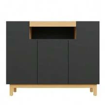 Sideboard,Drei Türen,Geeignet Für Wohn- Und Esszimmer,Multifunktionales Aufbewahrungsmöbel. - Black - View 6