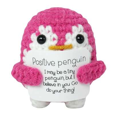 1pc Hand-Made Crocheted Doll Rose Penguin -Positive Card, Unique And Lovely, Meaning Full Of Good Intentions, Suitable For Birthdays, Festivals, Full Moons And Anniversaries For Family, Friends And Children.