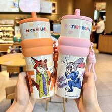Miniso 迪士尼疯狂动物城尼克/朱迪吸管杯（720毫升/24.35盎司）、伽利略咖啡杯（520毫升/17.59盎司）和吸管保温杯（720毫升/24.35盎司），流行设计，适合居家、办公、旅行，防漏便携，是完美的生日礼物，不锈钢材质。 - 彩色 - 查看 6
