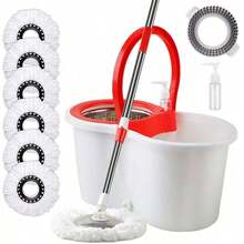 360° Rotating Spin Mop & Bucket With Wringer, Floor Cleaning System With Extended Long Handle, Equipped With Multiple Microfiber Mop Refills, Portable Household Cleaning Tool For Indoor Hard Floor Washing - 白色的 - 查看 12