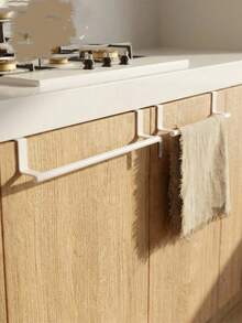 Stainless Steel Single Bar Towel Rack, Suitable For Kitchen And Bathroom, No Drilling Required, Towel Hanging Rod, Cabinet Door Hook - Multicolor - View 8