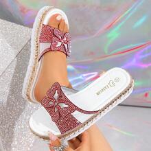 Dép xăng đan đế dày dệt kiểu Bohemian mới năm 2026, dép đi biển. - Đỏ - Xem 9