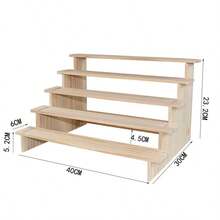 Giá đỡ trưng bày bằng gỗ dạng bậc thang dùng để trưng bày hộp quà bí ẩn, tượng nhỏ và đồ sưu tầm trên bàn làm việc. - Màu gỗ - Xem 6