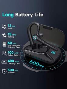 Auricular Bluetooth G3 inalámbrico con ENC, 60 horas de reproducción, auricular con cancelación de ruido de doble micrófono con estuche de carga LED de 400 mAh para negocios, oficina y camioneros (negro) - Ver 3