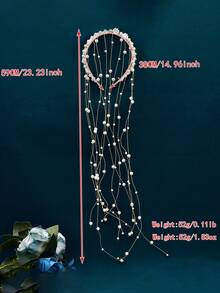 Elegant Beaded Tassel Bridal Headband, Suitable For Wedding And Party - Gold - View 6